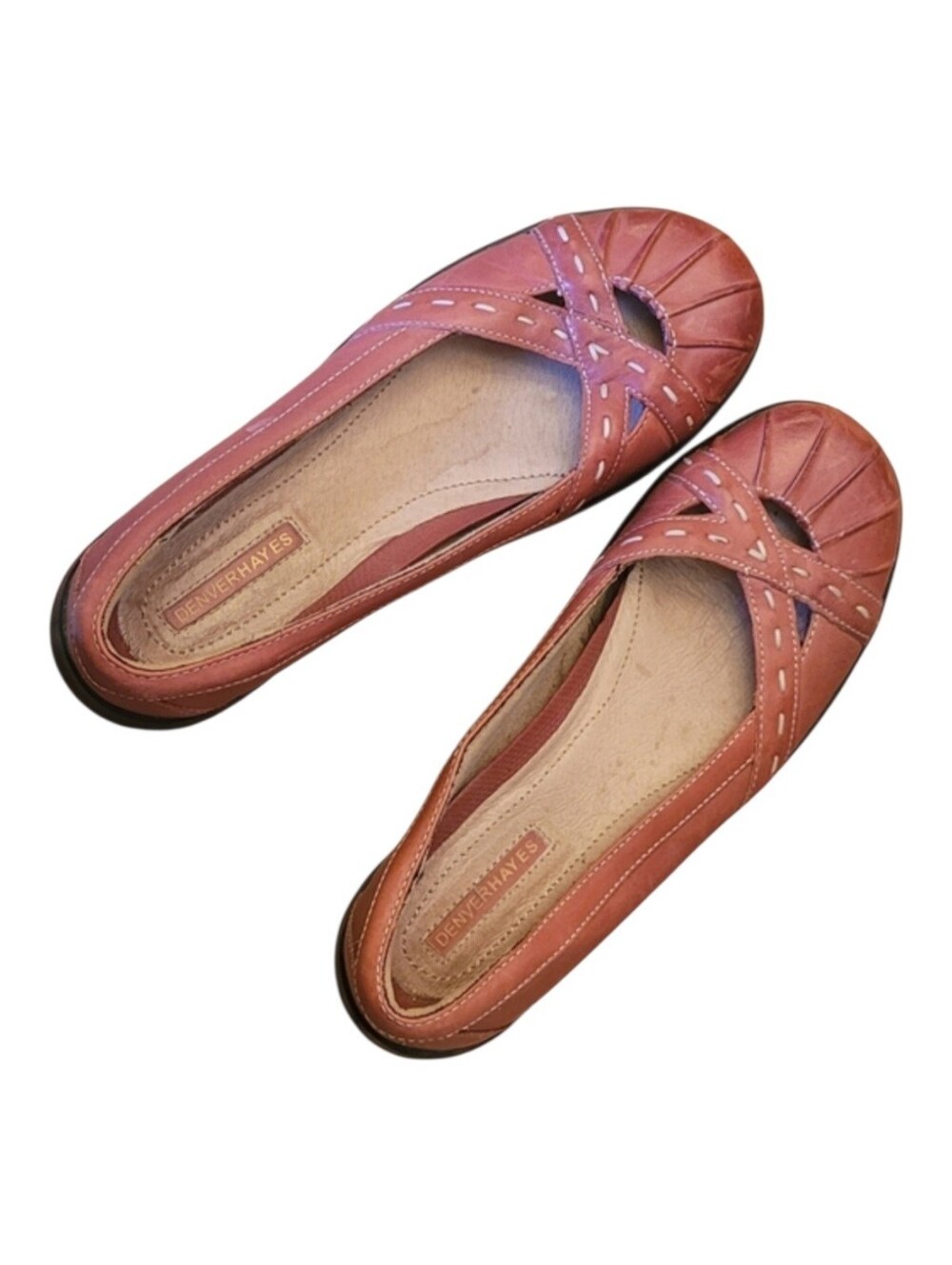 Denver Hayes Women's Coral-Red Cutout Ballet Flats